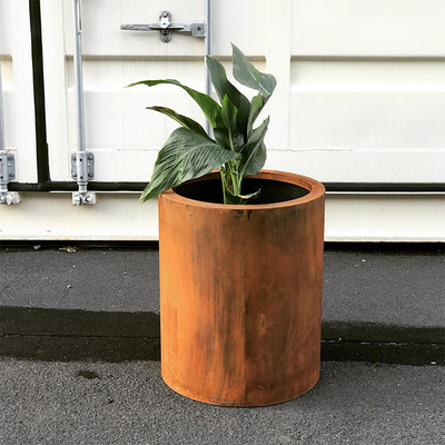 Plantadores de Rusty Finish Round Corten Steel de la flor para el jardín