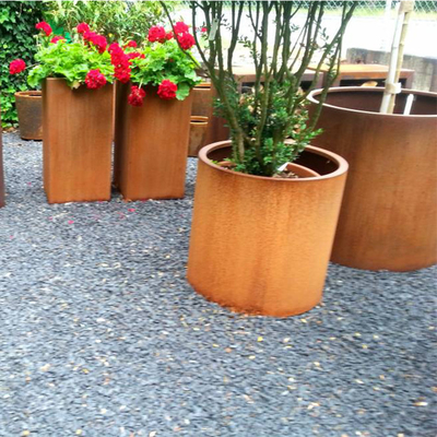 Plantadores de Rusty Finish Round Corten Steel de la flor para el jardín