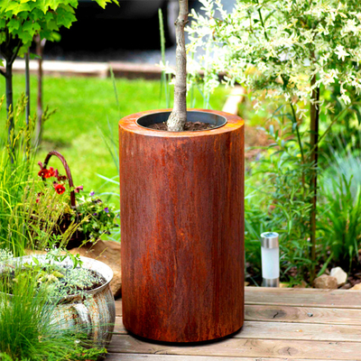 Plantadores de Rusty Finish Round Corten Steel de la flor para el jardín