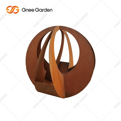 Plantador de acero de Corten de la ronda adaptable del diseño simple con el platillo para la decoración casera