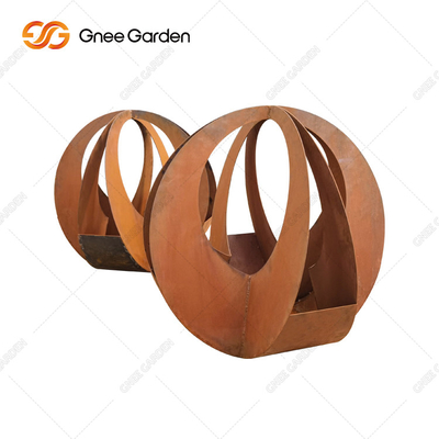 Plantador de acero de Corten de la ronda adaptable del diseño simple con el platillo para la decoración casera