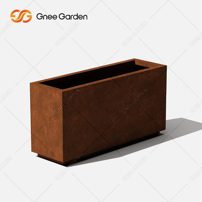 Macetas de acero de metal personalizadas Diseño moderno Caja larga Jardinera de acero Corten
