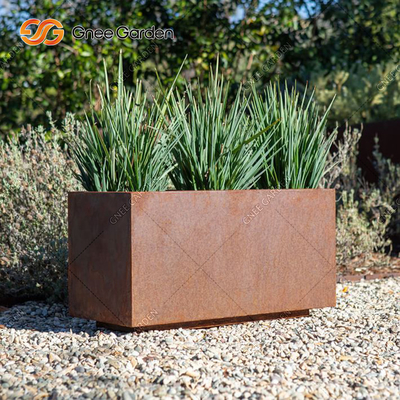 Grueso rectangular de acero de Rusty Nursery Planter 2m m del metal de maceta de Corten