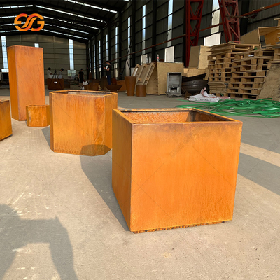 Cuadrado de acero Rusty Planter Boxes Weather Resistant de Corten para la flor