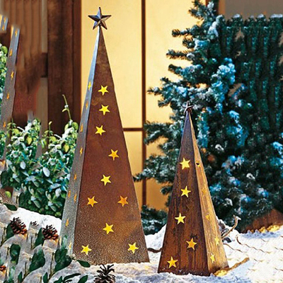 el jardín del metal de la Navidad de 500m m adorna los ornamentos del jardín de Corten con el LED