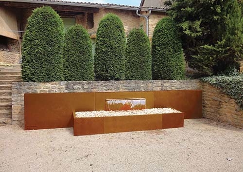 Paisaje al aire libre de acero moderno del jardín de la fuente de agua de Corten rectangular