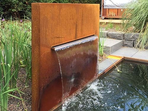 Paisaje al aire libre de acero moderno del jardín de la fuente de agua de Corten rectangular