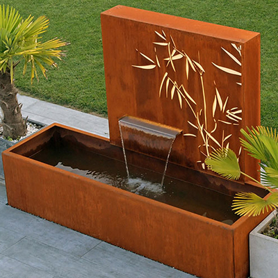 la fuente de agua de acero rústica de 1500x1000x600m m Corten con el laser cortó el panel de la pantalla