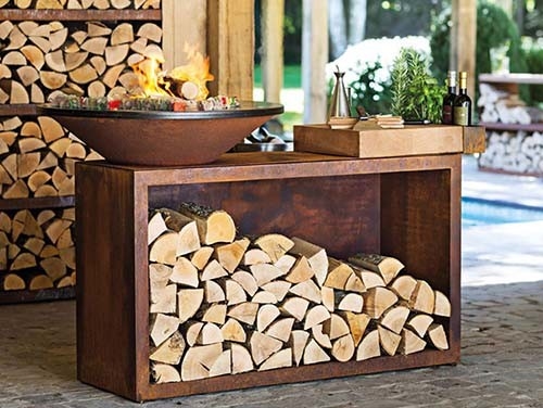 Hoyo de fuego de barbacoa de óxido de acero Corten en forma de cono para quemar madera al aire libre personalizar