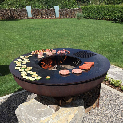 Corten Steel KD - Fogata para barbacoa al aire libre, redonda, preoxidada
