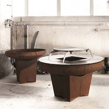 Patio al aire libre BBQ Fire Pit Grill Mesa Corten Steel Pre Oxidado