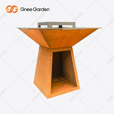 Fuego de acero Pit Grill Trapezoid Shaped Outdoor de la BARBACOA de Corten que cocina las parrillas para el jardín