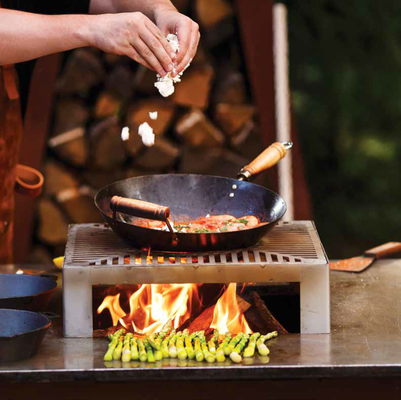 Jardín al aire libre Teppanyaki Bbq Grill tamaño grande multifuncional con cocina repisa