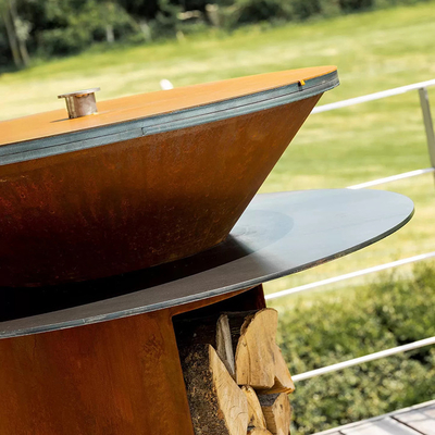 Jardín al aire libre Barbacoa Cocina Parrilla Corten Barbacoa de acero Quema de leña