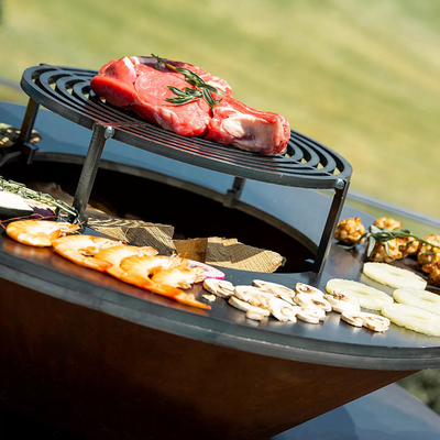 Jardín al aire libre Barbacoa Cocina Parrilla Corten Barbacoa de acero Quema de leña
