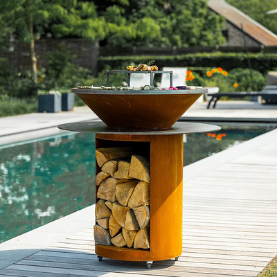 Parrilla de carbón para barbacoa al aire libre de acero corten para jardín de metal pre oxidada
