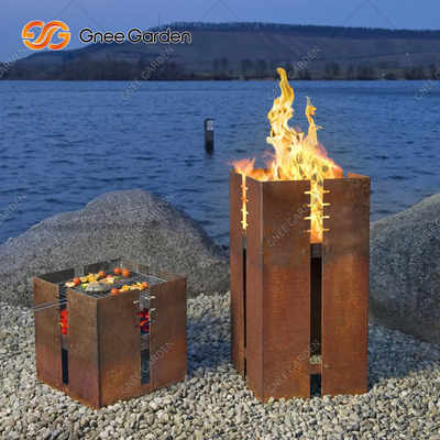 carbón de leña de acero cuadrado de la parrilla de la BARBACOA de 1200m m Corten que quema decorativo