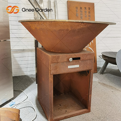 La BARBACOA de Rusty Color Outdoor asa a la parrilla al fumador del carbón de leña con la placa de cocinar del diámetro el 100cm de la ronda