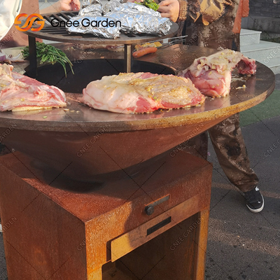 La capa de cocinar al aire libre de acero del moho de la parrilla de la BARBACOA de Pit With del fuego de las parrillas de Corten come afuera