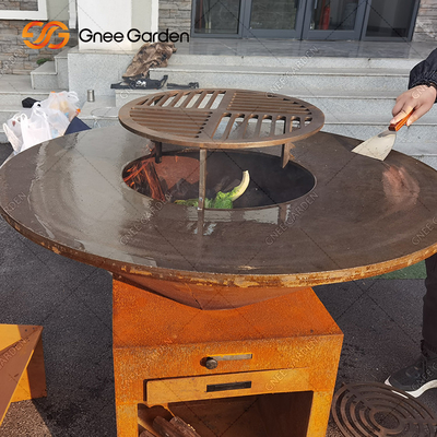 Fuego de tabla al aire libre de acero ardiente de madera de la BARBACOA de Corten Pit Charcoal Barbecue Grill