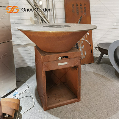 Fuego de tabla al aire libre de acero ardiente de madera de la BARBACOA de Corten Pit Charcoal Barbecue Grill