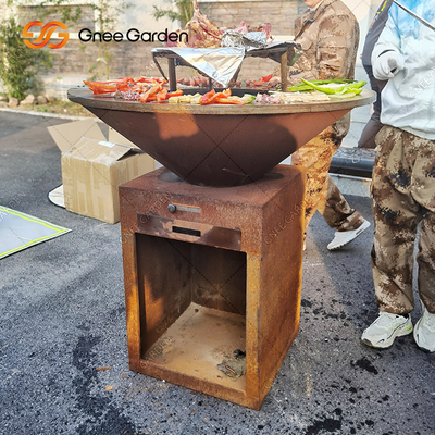 El jardín de acero de Corten ASA A LA PARILLA el hoyo antiguo de cocinar al aire libre 31,5&quot; del fuego de las parrillas