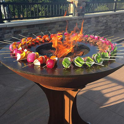Barbacoa de carbón Parrilla de acero al aire libre Corten Fire Pit BBQ con parrilla para cocinar
