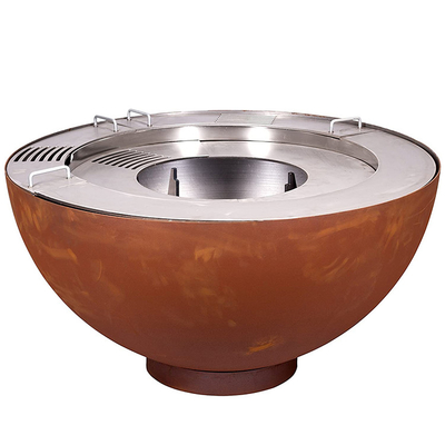BARBACOA de acero al aire libre del hoyo del fuego de 1000m m Corten con el anillo modificado para requisitos particulares de la parrilla