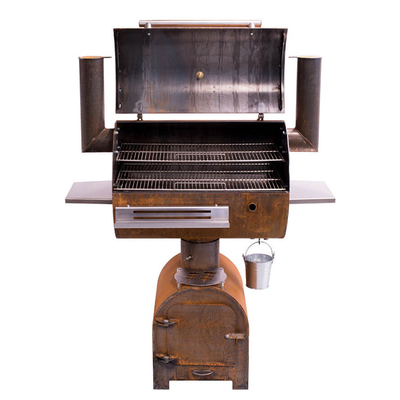 Fumador de acero al aire libre del carbón de leña de la parrilla del fuego de la BARBACOA de Corten con la placa de la parrilla de Plancha del círculo