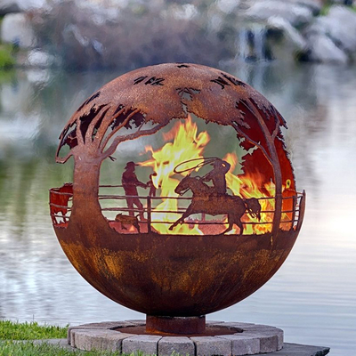 fuego de acero Pit Handcrafted Corten del globo decorativo de 900m m