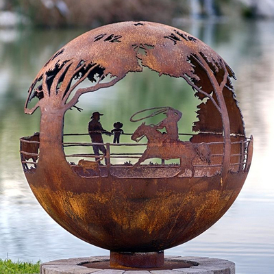 fuego de acero Pit Handcrafted Corten del globo decorativo de 900m m