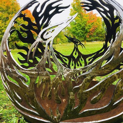 Fuego Pit Outdoor Patio Corten Sphere Firepit del acero del modelo de Phoenix para calentarse del jardín