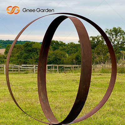 El SGS certificó los paisajes de Rusty Metal Ring Sculpture Outdoor del acero de Corten del moho