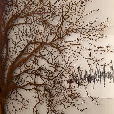 Escultura de acero formada árbol adaptable de Corten para la decoración del parque