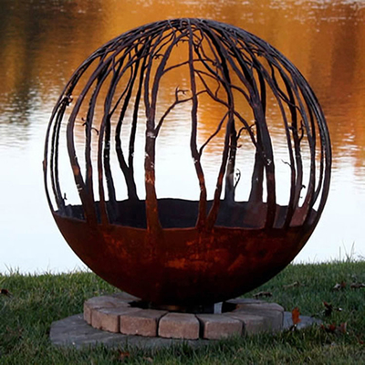 Madera al aire libre que quema el fuego de acero Pit Round Custom de la esfera de Corten