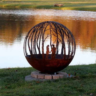 Madera al aire libre que quema el fuego de acero Pit Round Custom de la esfera de Corten