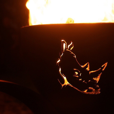 Fuego de acero Pit Laser Cut Animal Fire Pit Camping Wood Burning Bonfire de Corten