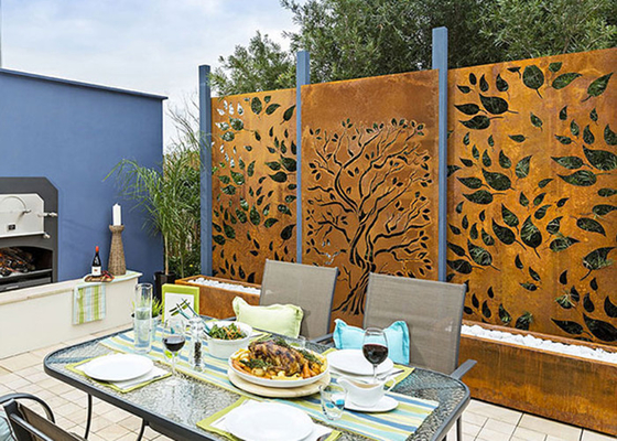 Diseño Rusty Corten Steel Privacy Screens 600*1200m m decorativos del roble