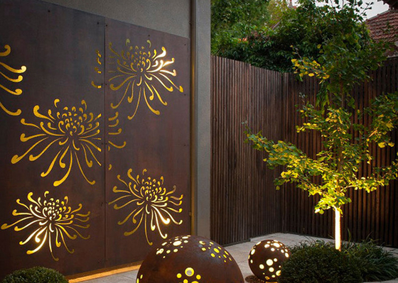 el jardín del metal del modelo del crisantemo de 3m m adorna Corten que el laser de acero cortó los paneles