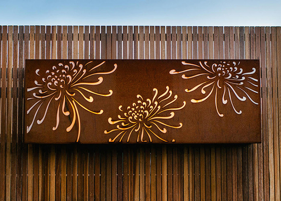 el jardín del metal del modelo del crisantemo de 3m m adorna Corten que el laser de acero cortó los paneles