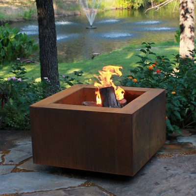 Hoyo ardiente de madera al aire libre 600 x 600 X H500mm del fuego del metal del cuadrado