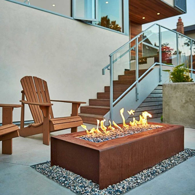 Hoyo del fuego del acero de Corten de la calefacción del propano del gas decoración del patio de 1200 de x 600 x de 320m m