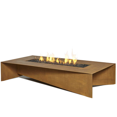 Quema de madera de la tabla de Rusty Rectangular Corten Steel Fire de 72 pulgadas