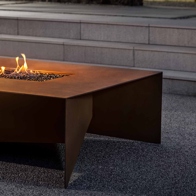 Quema de madera de la tabla de Rusty Rectangular Corten Steel Fire de 72 pulgadas