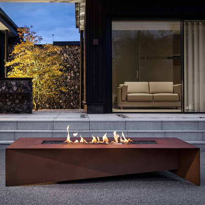 Quema de madera de la tabla de Rusty Rectangular Corten Steel Fire de 72 pulgadas