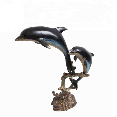 el SGS casero de la decoración del metal del arrabio de los 20cm de la estatua abstracta del delfín certificó