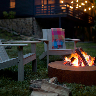 Decprative alrededor de la madera que quema el fuego de acero Pit Bowl de Corten los 70cm