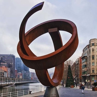 Estatuas grandes del metal del extracto de la escultura de acero abstracta moderna de Ring Rustic Corten