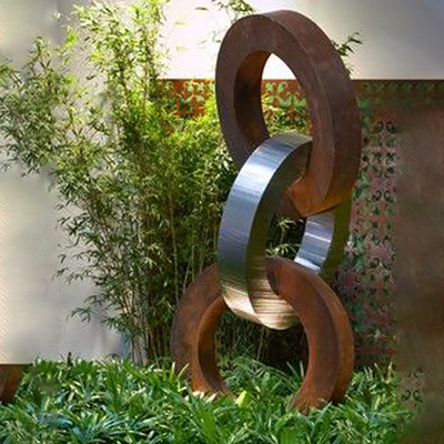 Escultura casera de la decoración de la escultura de acero resistente a la corrosión de Corten con acero inoxidable