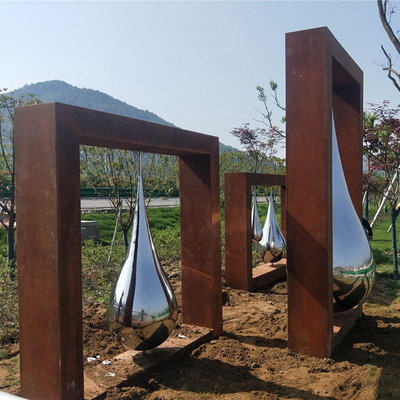 Escultura casera de la decoración de la escultura de acero resistente a la corrosión de Corten con acero inoxidable